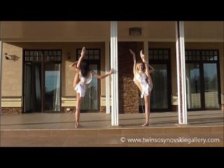 elastic sisters albina and anzhela  flexibility and cortontion show gymnasts